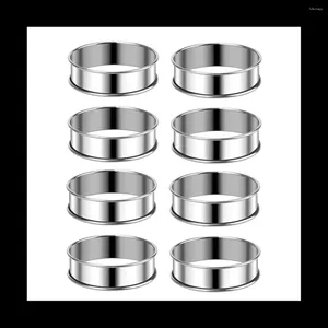 Baking Tools 3.15 Inch Muffin Rings Crumpet 8Pcs Stainless Steel Molds Double Rolled Tart Round Ring