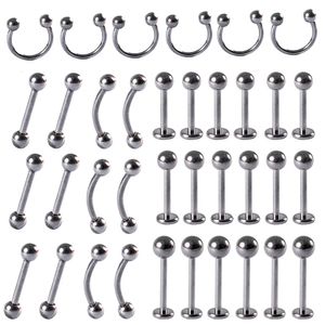 Stud 30 PCS G23 Sólido Labret Lip Ring Orelha Tragus Cartilagem Anel Ferradura Barbell Sobrancelha Anel Piercing Jóias 231020