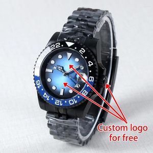 Wristwatches MINUTETIME Custom DIY Logo 40MM NH34 Movement Men's Watch Blue Chronography Ceramic Bezel Sapphire Crystal 100ATM Waterproof