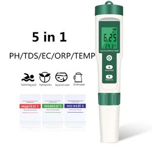 PH -mätare 5 i 1 digital pH -mätare TDS/EC/ORP/Temperaturmätare bärbar vattenkvalitetsmonitor Tester för pooler Dricksvattenakvarium 231020