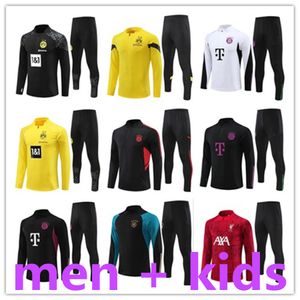 Dortmund Tracksuit Kit långärmad retro Training Sursetement Foot Chandal Tuta Jacket Maillot Soccer Football Jersey Män och barn