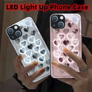 Połączenia telefonu komórkowego Placking Telefen Case Ochrona Ochronna mobilna LED Okładka powłokowa na iPhone'a 15 14 13 12 11 Pro Max Mini X XS XR SE2020 6 7 8 Q231021