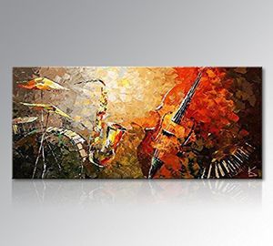 キャンバスの手描きの大きな油絵モダンな楽器壁アートリビングルームの抽象的な装飾写真9417951