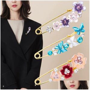 Pins Brooches Fashion Shawl Flower Brooch For Women High Quality Cor Tip Large Pins Jacket Anti-Glare Silk Scarf Buckle Jewelry Dro Dhhfm