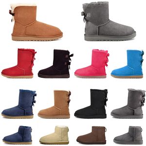 Tasman-Hausschuhe, Tazz, rosa Slip-on-Flachschuhe, Bailey Bow Fur Damen-Designer-Australien-Stiefel, kurze Plattform, klassische Ultra-Mini-Booties, pelzige Knöchel-Winter-Schneestiefel