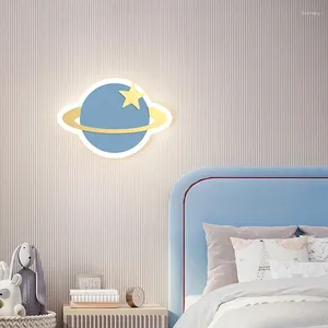 Lampada da parete per bambina, ragazzo, camera per bambini, corona carina, nuvole, pianeta razzo, luce notturna, moderna, semplice, bella camera da letto, illuminazione da comodino