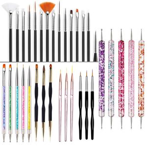 Makeup Tools 520pcs Nail Art Brush Design Tips Målning Ritning Carving Doting Pen Flatfan Liner Akryl Gel UV Polish Manicure 231020