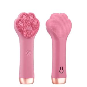 Rengöringsverktyg Tillbehör Electric Silicone Cleansing Brush Cat Paw Vibration Massager Blackhead Makeup Remover Pore Clean Face Wash Skin Care Tool 231020