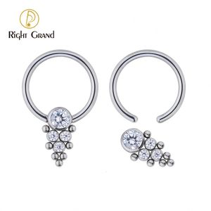 Stud Right Grand ASTM F136 Captive Nose Ring 16G Septum Ring für Nose Daith Lip Eyebrow Nippel Ear Cartilage Helix 231020