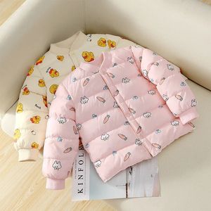 Down Coat Baby Girls Boys Jacket tjock ner vadderad snörock barn Vinter varma bomullsslitage hoodies spädbarn barn ytterkläder kläder 231020