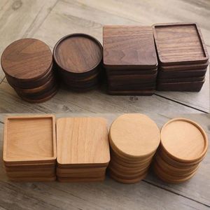 Table Mats Durable Wood Coasters Placemats Round Heat Resistant Drink Mat Tea Coffee Cup Pad Non-slip Wooden Tablemat