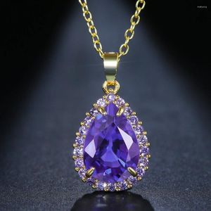 Colares Pingente Emmaya Senhoras Coração Forma Roxo Cristal Colar Moda Glamour Jóias Aniversário Casamento Presentes de Natal