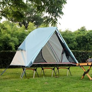 Tents and Shelters Outdoor Camping Off-the-ground Tent Single-person Easy-to-storage Portable Aluminum Alloy Anti-mosquito Rain-proof Fishing Tent 231021