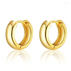 Hoop Earrings 18k Gold Plated Fashion Jewelry Shine Metal Round For Woman Simple Daily Cute OL Lady Earring Accessories