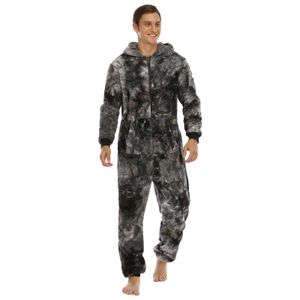 Men's Sleepwear Autumn Winter Casual Flannel Onesies Hoodie Jumpsuit Pajama Men Jumpsuits Hoodie Zipper Sleepwear 231021