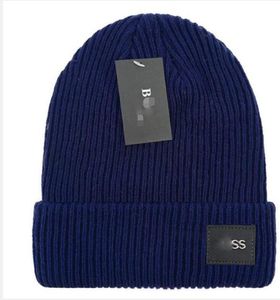 Bonnet Mens Boss Beanie Winter Hat Nytt cappello märke mode stickade sten hattar män kvinnor tjock ull cap höst och vinter mössor solid färg skalle caps a6