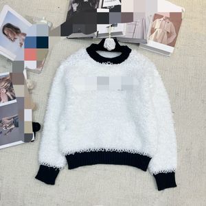 1019 2023 Autumn Brand SAme Style Women Sweaters Crew Neck Long Sleeve Black White Womens clothes Fashion fengjie6