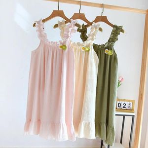 Mulheres sleepwear verão algodão estilo fino pijamas camisola 2023 est bonito e doce meninas nightwear lingerie vestidos sexy