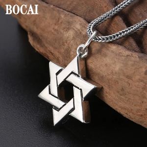 Anhänger Halsketten BOCAI Reine S925 Silber Schmuck Mode Einfache Und Kreative Sechszackigen Stern Buchstaben Männer Und Frauen Anhänger 231020