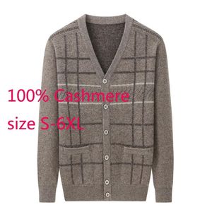 Men's Sweaters Arrival Autumn And Winter 100% Cashmere Cardigan Men Large Thickened V-neck Computer Knitted Casual Sweater Plus Size S-6XL 231021