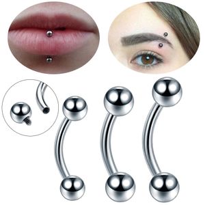 Stud 10st/parti internt tråd ögonbryn banan piercing krökta skivstång ringer daith helix örhänge brosk piercing smycken 231020