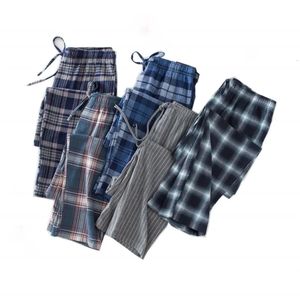 Mäns sömnkläder Autumn Winter Men 100% Cotton Sleep Bottoms Male Top Quality Lounge Pants Men Casual Plaid Home Pyjama Pants S-XXL 100KGS 231021