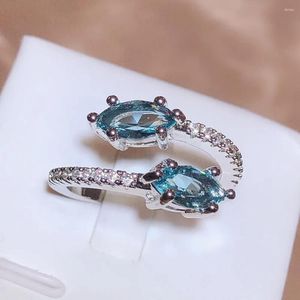 Anéis de cluster simples design elegante feminino zircônia cúbica solitaire azul cz fantasia acessórios de casamento de moda jóias