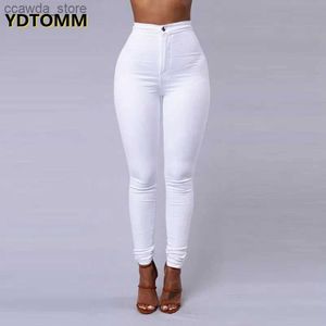 Mulheres cor sólida magro mulher branco preto cintura alta render vintage sexy longo femme casual lápis calças jeans q231021