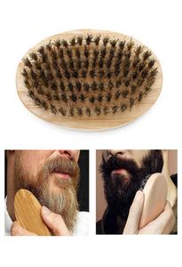 Escova de barba com cerdas de javali, cabo duro redondo de madeira, pente de javali antiestático, ferramenta de cabeleireiro para homens, guarnição de barba personalizável DBC V3808150