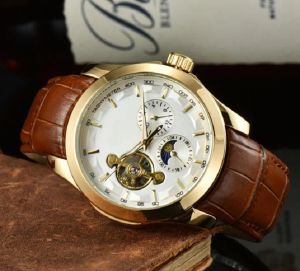 2023 orologi da uomo di lusso di alta qualità Serie di lavoro a cinque aghi Volano grande Orologio meccanico automatico Moda Top orologi da polso di marca di lusso Cintura in pelle