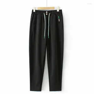 Pantaloni 2023 vestiti autunnali donna taglie forti Harem pantaloni larghi casual con coulisse doppi bottoni etichetta pantaloni a maglia curva