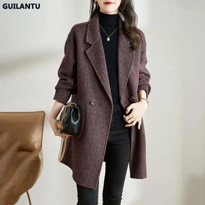 Women's Wool Blends Jacket For Women 2023 Autumn And Winter Woolen Coat Midlength Single Buttonwool Jackets Female Outerwear 231020