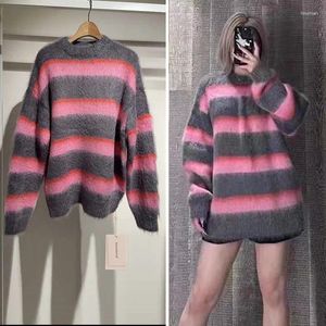 Women's Sweaters 2023 Autumn/Winter Pullover Stripe Casual Knitwear Top Fashion Mohair Loose Sweater For Women
