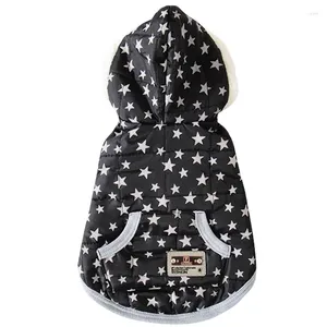 Dog Apparel Black Quality Fashion Hooded Pet Coat Jacket Style Dogs Winter With Star Pattern Clothing Warm For Cat