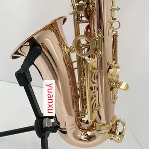 Sassofono contralto professionale in oro rosa di fascia alta Giù E-tune Upgrade Chiave abalone a doppia costola Strumento jazz di livello professionale