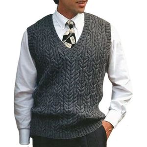 Men's T-Shirts Sweater Vest Men Simple All-match V-neck Solid Sleeveless Male Tops Basic Cozy Leisure Knitted Plus Size S-3XL 231021