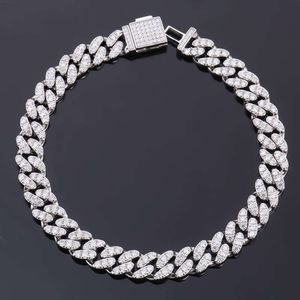 Cuban Link Chain 925 Sterling Silver 7-9 Inches Moissanite Diamond Bracelet Rhodium Plated Ice Chain Diamond for Men