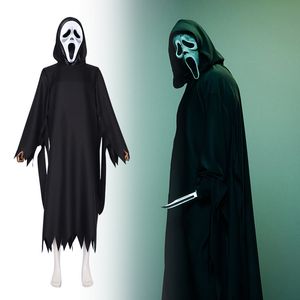 Scream 6 cos traje fantasma rosto assassino máscara cosplay traje crânio máscara fantasma horror vestido de festa Hallowmas