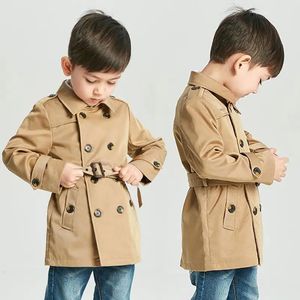 Jacken Schleie Mantel Junge Mädchen Kleidung Winddichte Jacke Britische Zweireiher Windjacke Umlegekragen Knopf Gürtel Kinder Outwear 231020