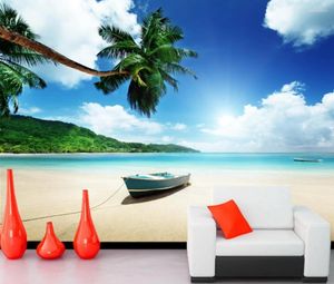 Wallpapers papel de parede barcos trópicos céu praia natureza po palmeiras papel de parede sala estar sofá tv quarto murais personalizados