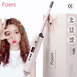 Curling Irons Faers 9/13/16mm Hair Curler Ceramic LCD Digital Electric Curlers Corrugated Wave Pear Flower Wand Wool Roll Styling Tools 231021