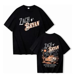 Raper Zach Bryan T Shirt Women Men Men Summer O-Neck Shall Funshirt coś w pomarańczowej grafice tee streetwear