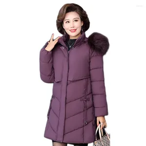 Women's Trench Coats Mom's Down Padded Jacket Medium Long Winter Warm Jackets Female PPlus Size Big Fur Collar Woman Overcome