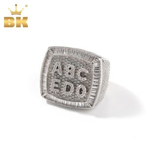 Wedding Rings THE BLING KING Custom 1-9 Letters Ring Full Iced Out Cubic Zirconia Personalized Name Party Rings Men And Women Hiphop Jewelry 231021