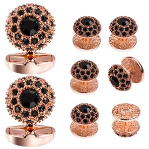 Abotoaduras Hawson Luxo Cristal Abotoaduras e Studs para Homens Smoking Collar Studs Abotoaduras Conjunto Francês Camisa Masculina Jóias Abotoaduras Set 231020