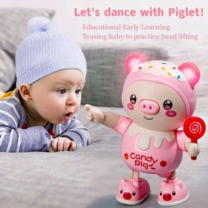 Intelligensleksaker Uppgraderade elektroniska husdjur Pig Dancing Toy Doll Electric Lighting Music Twisting Swing vänster och höger Walking Söt smart 231021