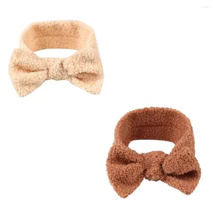 Acessórios de cabelo banda bebê bowknot elástico headwear teddy tecido bandana do bebê à prova de vento quente inverno crianças 2pcs