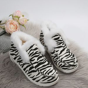 Nowa platforma damska bawełniane buty w zimowej plamce czarno-białe brązowe krowy z jedną stopą na polaru stopy dla ciepłego śniegu rozmiar 36-43