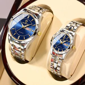 Outros relógios de luxo amante de aço inoxidável moda impermeável relógio de quartzo para homens e mulheres amantes de casal relógio de pulso 231020