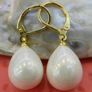 Dangle Earrings 12x16mm Natural White South Sea Shell Pearl 14K Gold Cultured Fashion Lucky Party Christmas Jewelry Classic Women